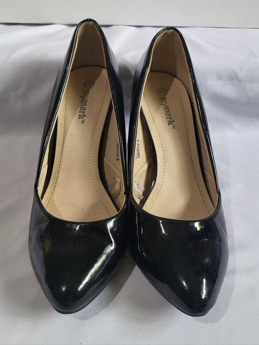 My Mark Pointed Toe Black Patent Look Heels Womens Size 8